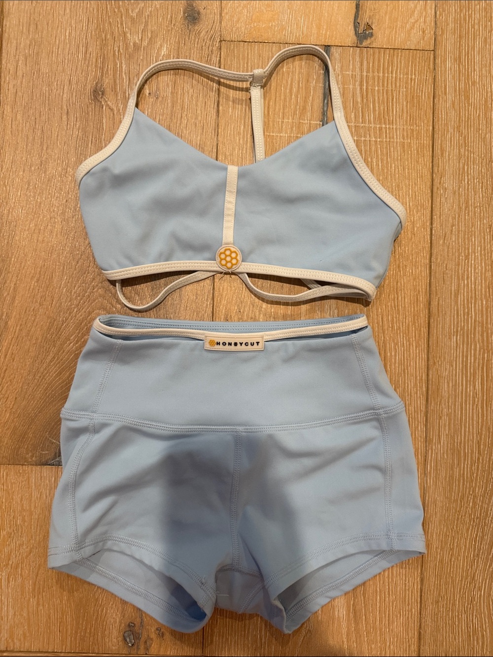 Honeycut Light Blue Dance Crop Top & Shorts Set